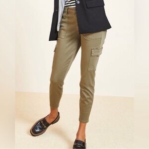 Evereve Tate Cargo Sateen Utility Pants in Army Green Size 26